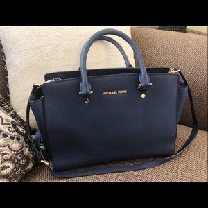 Michael Kors Navy Blue Selma Satchel